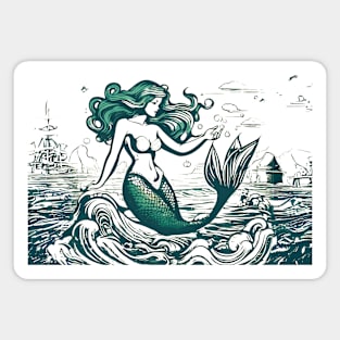 mermaid retro vintage Magnet